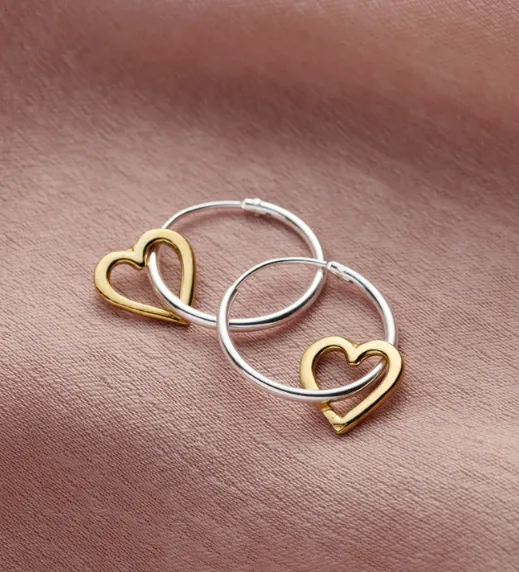 Micro Message Heart Hoop Earring